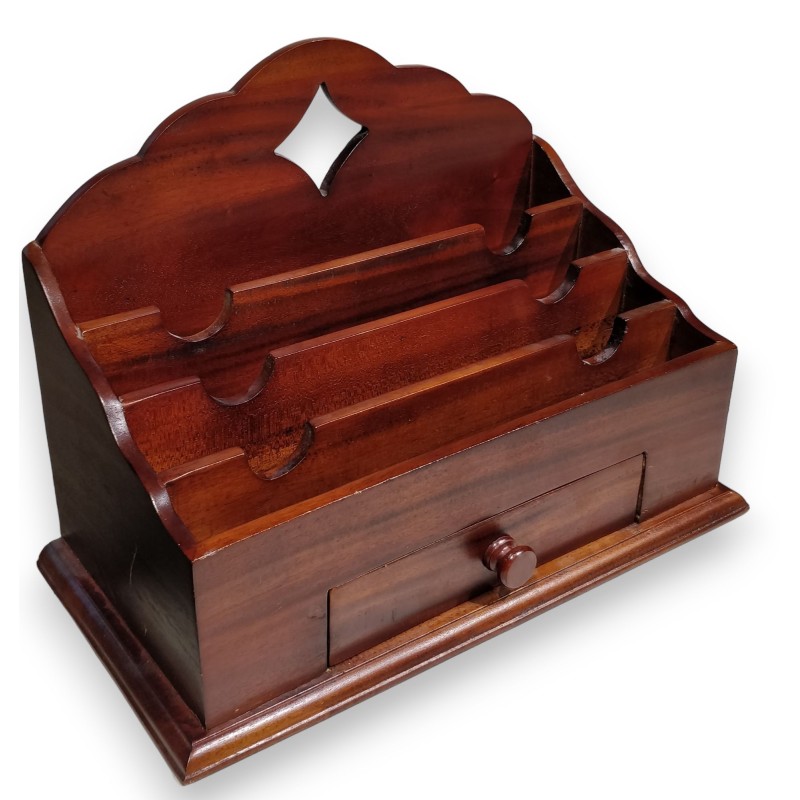 Mahogany letter rack with four compartments