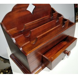 Mahogany letter rack with four compartments