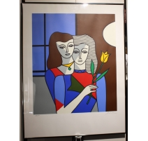 Lithographie "deux femmes" signée BATTISTA 42/100