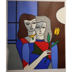 Lithographie "deux femmes" signée BATTISTA 42/100