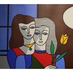 Lithographie "deux femmes" signée BATTISTA 42/100