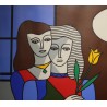 Lithographie "deux femmes" signée BATTISTA 42/100