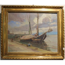 Tableau \"La Rade\" signée Louis BAUDIT 1926
