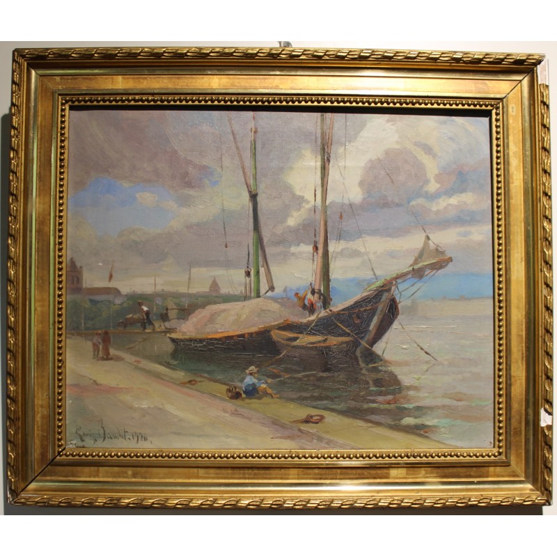 Tableau \"La Rade\" signée Louis BAUDIT 1926
