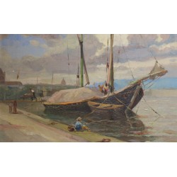 Tableau \"La Rade\" signée Louis BAUDIT 1926