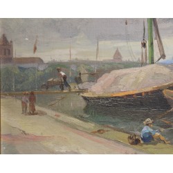 Tableau \"La Rade\" signée Louis BAUDIT 1926