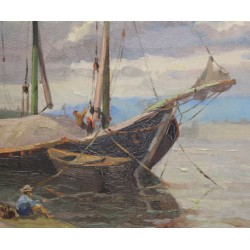 Tableau \"La Rade\" signée Louis BAUDIT 1926