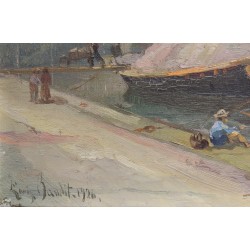 Tableau \"La Rade\" signée Louis BAUDIT 1926