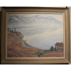 Gouache "Saint-Saphorin" signée A. DE MARVAL