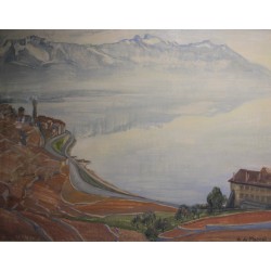 Gouache "Saint-Saphorin" signée A. DE MARVAL