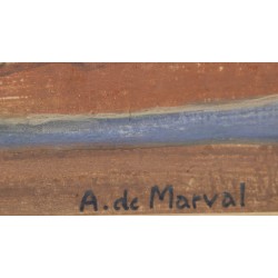Gouache "Saint-Saphorin" signée A. DE MARVAL