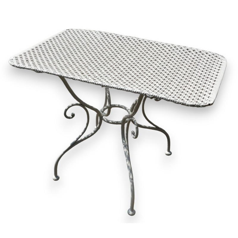  Table en fer forgé rectangulaire, plateau perforé sur  Moinat SA  - Antiquités décoration