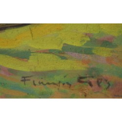 Gouache "Eglise en Valais" signée François GOS