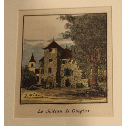 Gravure "Le Château de Gingins" par J. WEBER