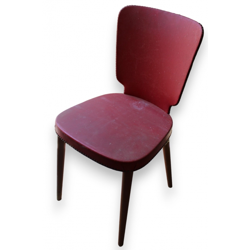 Chaise vintage en skai rouge