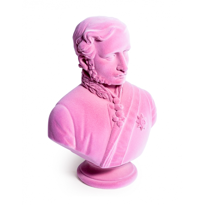 Buste du prince Albert en résine, feutre rose
