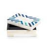 Small blue and white striped bone box