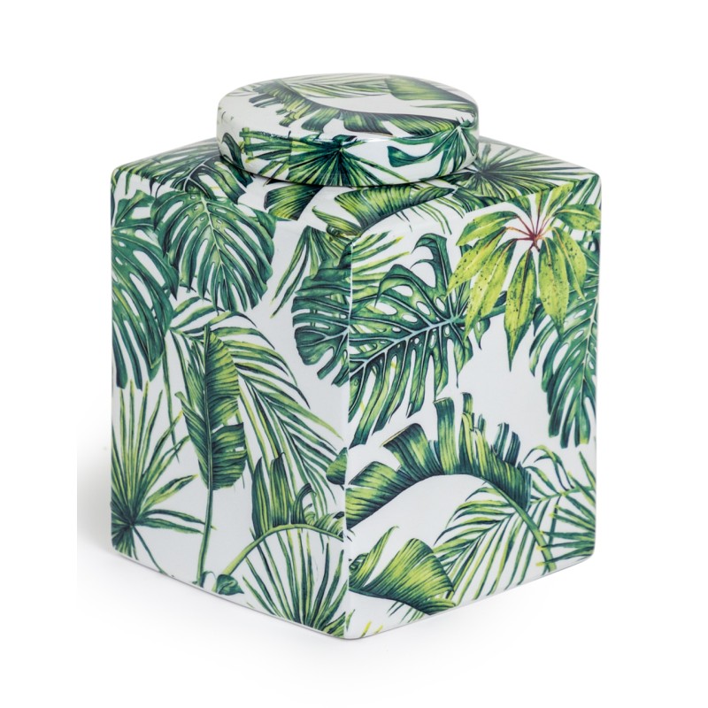 Boite carrée Feuilles tropicales, Grande