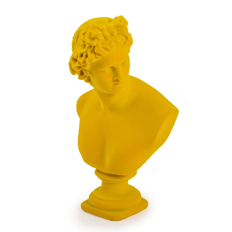 Buste d\'Apollon en résine, feutre jaune