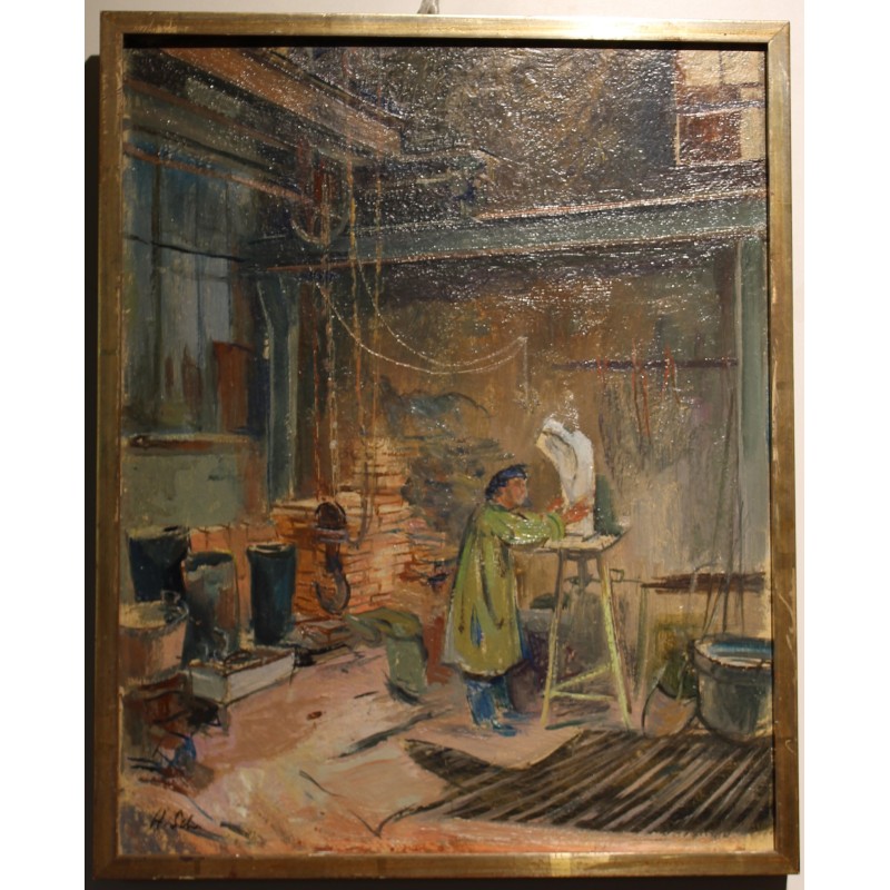 Tableau \"Maitre Pastori\" signé H. SCHOELLHORN