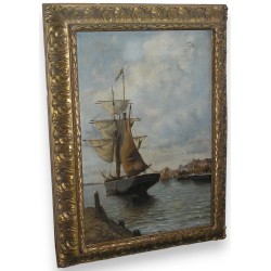 Tableau \"Vue d\'un port\".