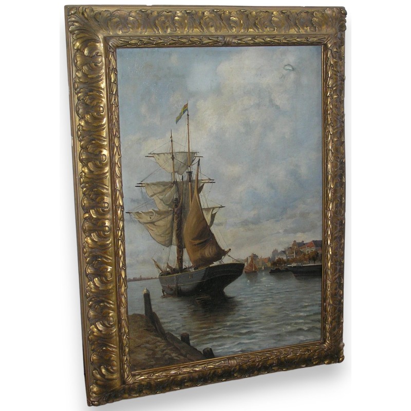 Paintings | Painting: ‘View of a Harbour’. Moinat SA  – Antiques and home décor