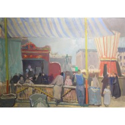 Tableau \"Fête foraine\" signé A. HOLY 49