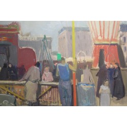 Tableau \"Fête foraine\" signé A. HOLY 49
