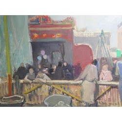 Tableau \"Fête foraine\" signé A. HOLY 49
