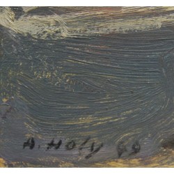 Tableau \"Fête foraine\" signé A. HOLY 49