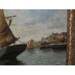 Paintings | Painting: ‘View of a Harbour’. Moinat SA  – Antiques and home décor