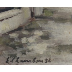 Tableau \"Le Chemin\" signé E. CHAMBON 35
