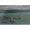 Tableau \"Barque sur le Rhin\" signé J. DUCOMMUN 43