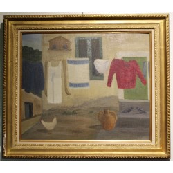 Tableau \"La Lessive Italienne\" signé Jean VERDIER