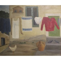Tableau \"La Lessive Italienne\" signé Jean VERDIER