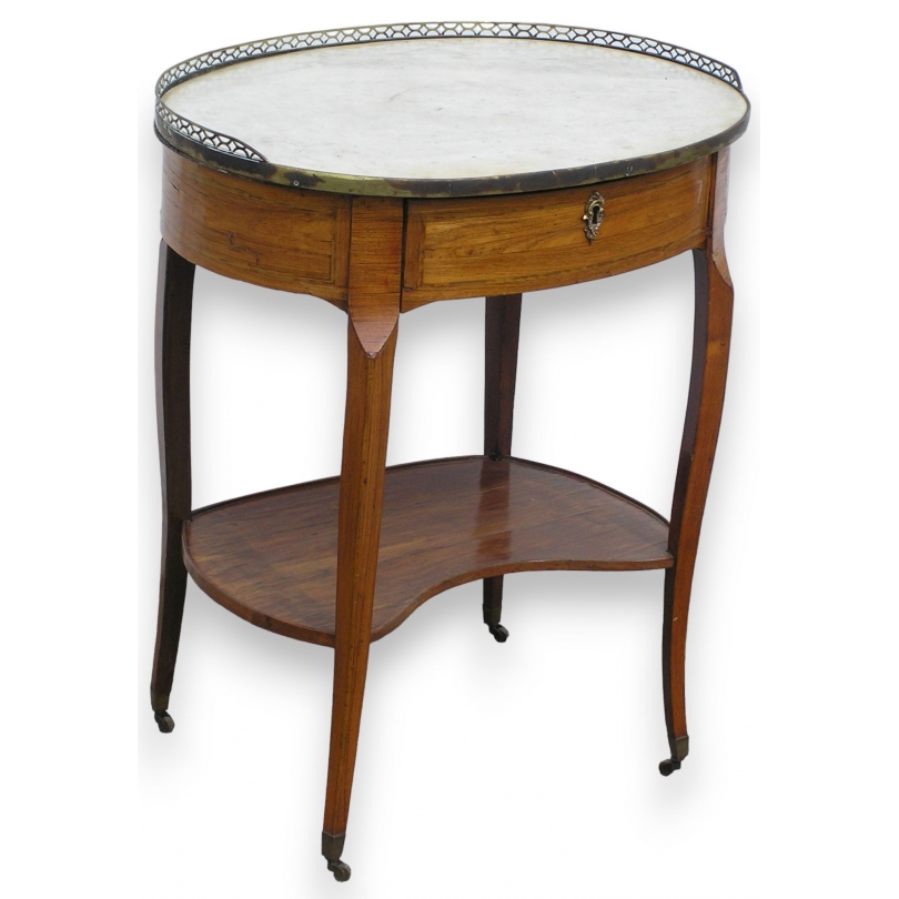 French inlaid oval pedestal ta