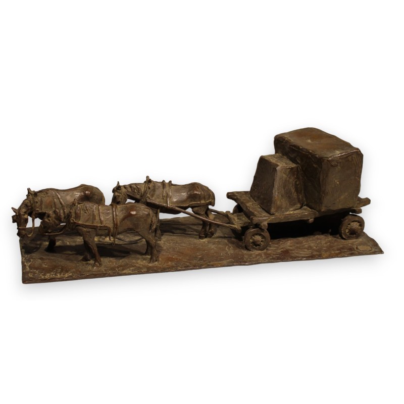 Bronze \"Attelage Souste\" signé E. SANVITO