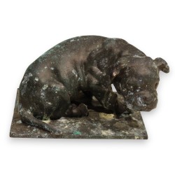 Bronze \"Chien assis\" signé