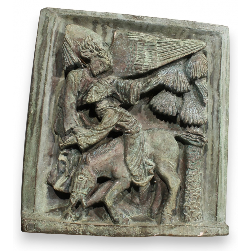 Bas relief "Ange et âne" signé BAUD