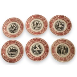 Lot d\'assiettes \"Proverbes et militaires\" de GIEN