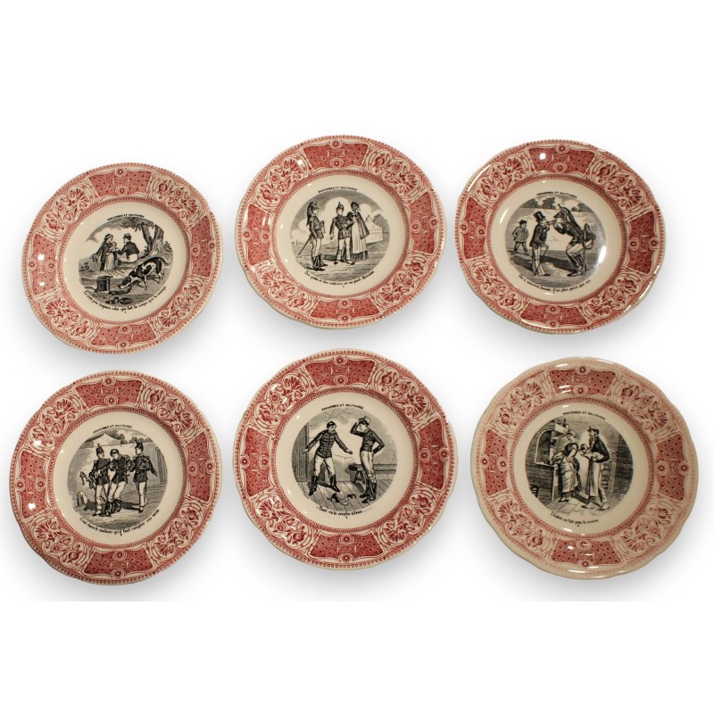 Lot d\'assiettes \"Proverbes et militaires\" de GIEN