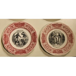 Lot d\'assiettes \"Proverbes et militaires\" de GIEN