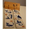 Lot de 6 assiettes plates carrées japonaises