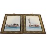 Paire de peintures chinoises \"Barques\"