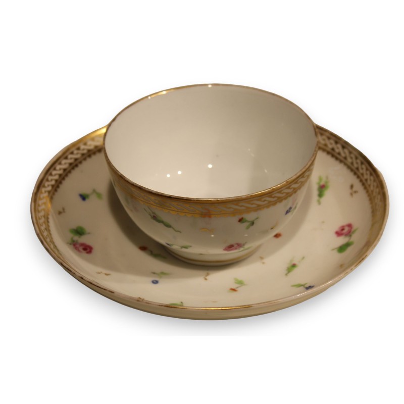 Bol et sous-tasse \"Semis\" en porcelaine de Nyon