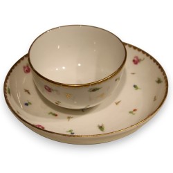 Bol et sous-tasse \"Semis\" en porcelaine de Nyon