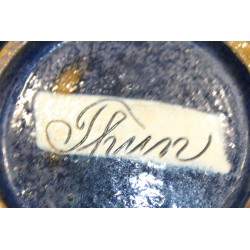 Théière et tasse en faïence de Thoune Bleue