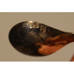Salière en argent 925 et verre rouge