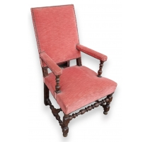 Fauteuil Louis XIII velours rose