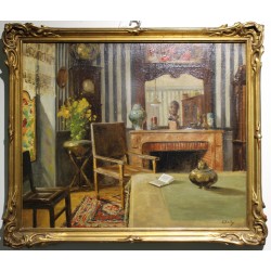 Tableau \"Scène d\'intérieur\" signé A. BAILLY